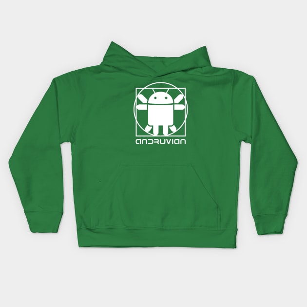 Vitruvian Droid (white) Kids Hoodie by hardwear